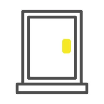 Minimalist rendering of a simple door with subtle color accents and a solid.. Stock Illustration