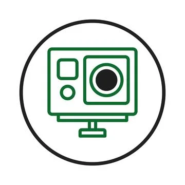 A minimalist rendition of a rugged action camera poised for adventure captu.. Stock Illustration