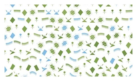 Minimalist repeating pattern design featuring simple botanical shapes and a.. Stock Illustration