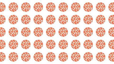 Minimalist repeating pattern of orange organic circular icons on a clean wh.. イラスト素材