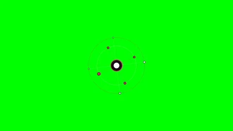 Minimalist representation of an atom structure on a vibrant green background Stock Footage 340264935