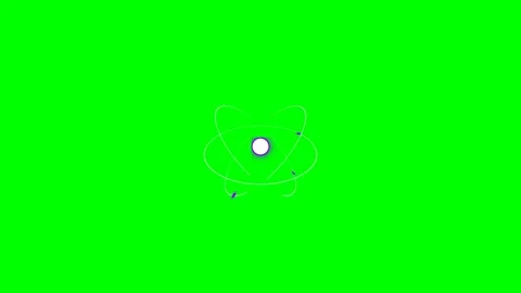 Minimalist representation of an atom structure on a vibrant green background Stock Footage 341823850