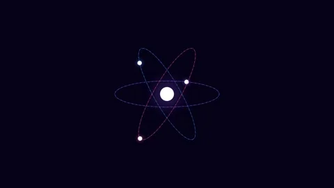 Minimalist representation of an atomic structure against a dark background 库存影片 335149837