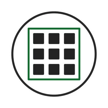 Minimalist representation of a grid interface within a circle creating a un.. Stock Illustration