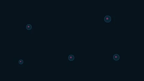 Minimalist representation of isolated circular cells against a dark backgroun Vídeo Stock 336263306