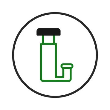 Minimalist representation of an L shaped object within a circular frame off.. Stock Illustration