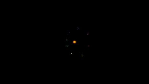 Minimalist representation of a planetary system with a central glowing star Stock Footage 335145985