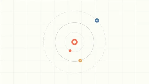 Minimalist representation of a planetary system with concentric orbital rings Stock Footage 338310361