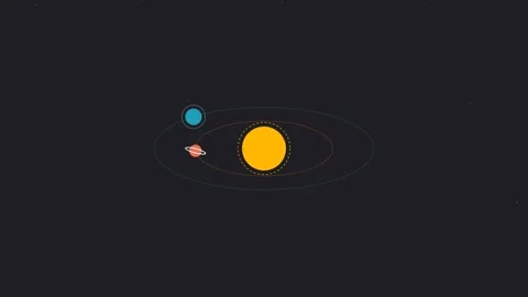Minimalist representation of two planets orbiting a bright central star Vídeos de archivo 336262478