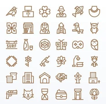 Minimalist Retina Ready Vector Icon Pack with 36 Bold Line Pixel Optimized .. 스톡 일러스트