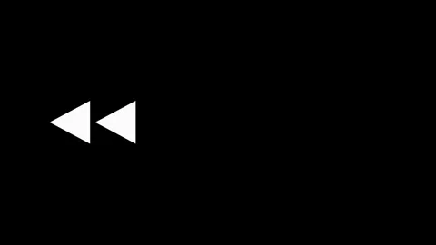 Minimalist rewind media control icon animation on black background. 4K 库存影片 341694805