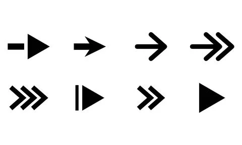 Minimalist Right Pointing Cursor Icons Collection 库存插图