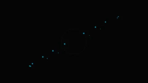 Minimalist ring of glowing blue dots against a solid black background Video stock 339618155