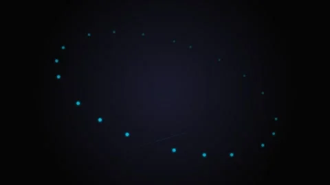Minimalist ring of glowing blue dots arranged in an oval on a black backgroun Stock Footage 339619305
