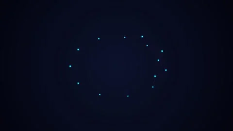 Minimalist ring of glowing blue light points against a deep black background Stock Footage 338311338