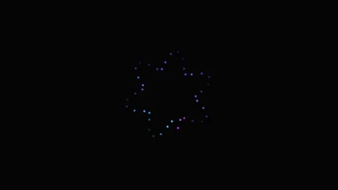 Minimalist ring of glowing blue light particles on a deep black background Video stock 339614807