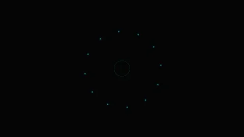Minimalist ring of glowing cyan dots arranged in a circular pattern on black 스톡 동영상 339616864