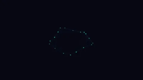 Minimalist ring of glowing teal light dots isolated on a black background Video stock 338309692