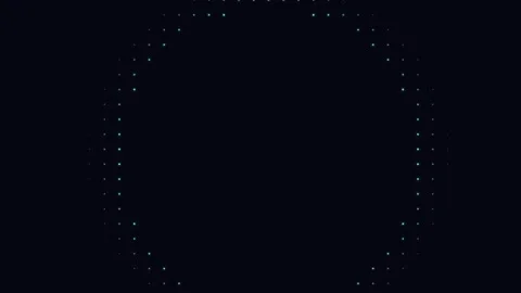 Minimalist ring of glowing white dots against a deep black background Video stock 335117260