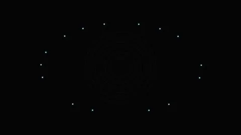 Minimalist ring of glowing white dots arranged on a deep black background Stock Footage 339614768