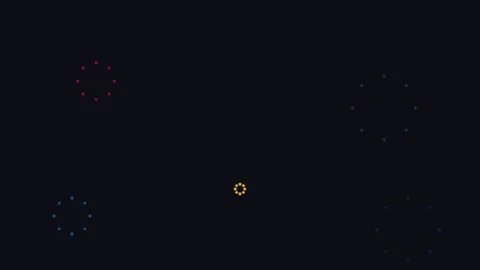 Minimalist ring patterns of glowing colored lights against dark background Vídeos de archivo 336262460