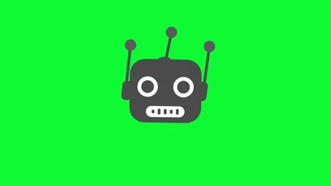 Minimalist Robot Head Animation on Green Chroma Key 库存影片 344011361