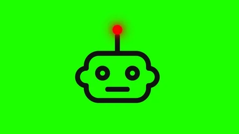 Minimalist Robot Head Icon Animation on Green Screen 库存影片 344011358