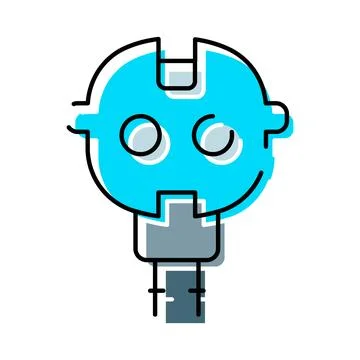 Minimalist robot head icon having blue and grey colors Stock Illustration