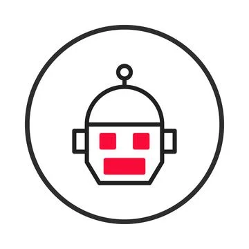 Minimalist robotic representation featuring geometric forms enclosed within.. Stock Illustration