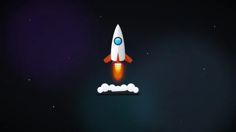 Minimalist rocket launch animation: space exploration and startup business .. Stock Footage 337553836