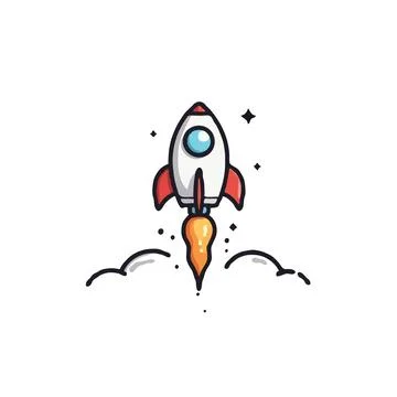 Minimalist rocket launch illustration symbolizing innovation technological .. Stock Illustration