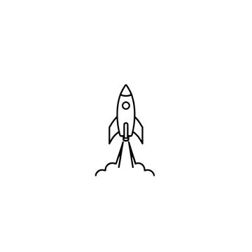Minimalist Rocket Launch Symbol On A White Background Illustrazione stock