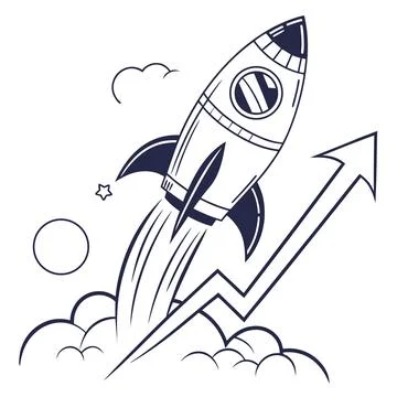 Minimalist Rocket Launch Vector Icon for Business Startups Illustrazione stock