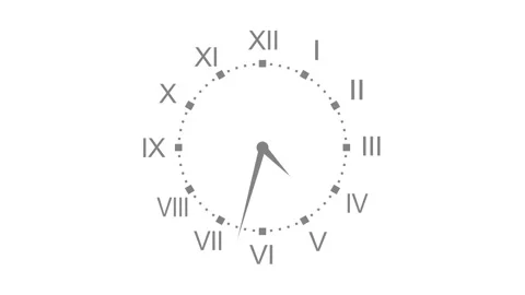Minimalist Roman Numeral Clock Design, Modern Timer Animation for Countdown.. Stock Footage 308040173