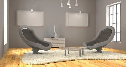 Minimalist room 3d render Stock Photos