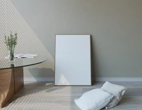 Minimalist room mockup with blank framed art Stock Illustration