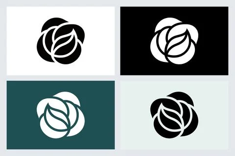 Minimalist Rose Floral Logo Vector Set Stock Illustration