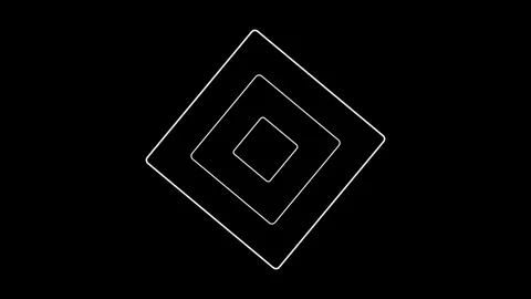 Minimalist Rotating Geometric Square Lines Abstract Animation On Black Back.. Stock Footage 348207799