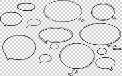 Minimalist Round Conversation Bubbles and Thinking Frames Vector Set Illustrazione stock