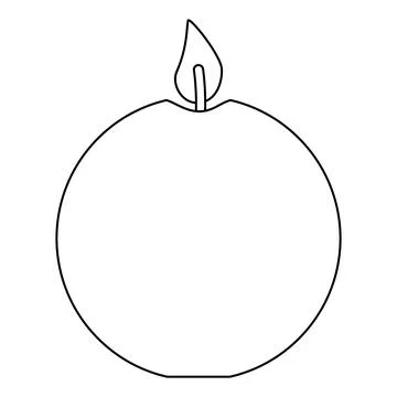 Minimalist round geometric shape candle, doodle style flat vector outline for 스톡 일러스트