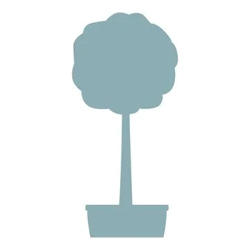 Minimalist round shape tree growing inside pot Illustrazione stock
