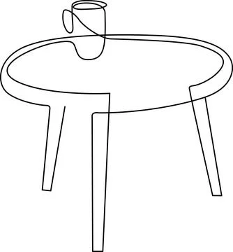 Minimalist round table with single mug Vector 스톡 일러스트