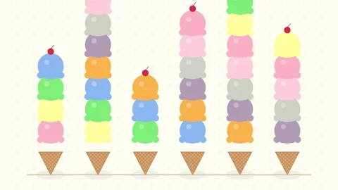 Minimalist Row of Empty Ice Cream Cones on White Background Stock Footage 346660483