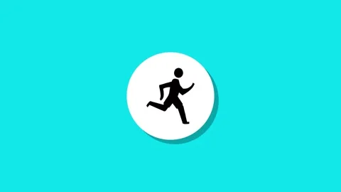 Minimalist running man icon animation on turquoise background featuring fla.. Stock Footage 329272673