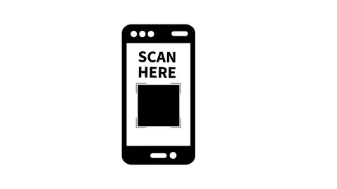 Minimalist SCAN ME SCAN HERE icon with focus frame Stock Footage 341193448