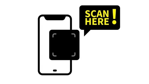 Minimalist SCAN ME SCAN HERE icon with focus frame Stock Footage 341193453