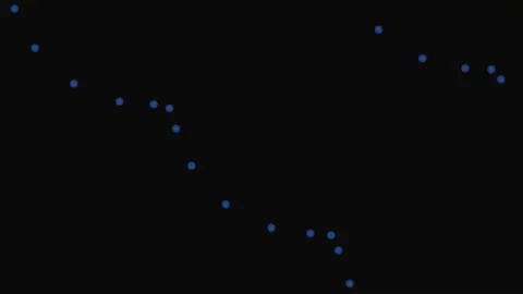 Minimalist scatter plot graph showing a downward data trend on black backgrou 库存影片 339617044