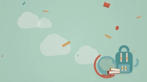 Minimalist school background animation with floating stationary icons and s.. Stock Footage 341220081
