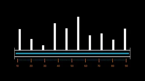 Minimalist Sci-Fi Bar Chart Equalizer Screen Overlay with Loading Indicator Video stock 339770564