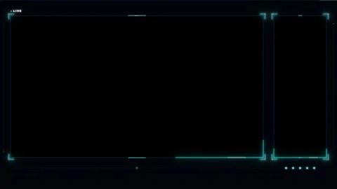 Minimalist sci-fi stream overlay with cyan digital lines and live indicator.. 動画素材 335826701